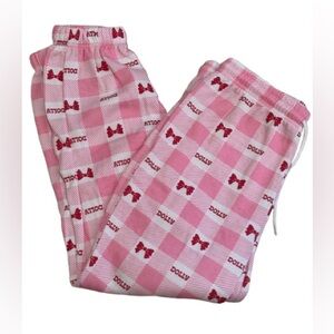 5 for $30 NWT! DOLLY Pink and White Checkered Women's Joggers with Bows